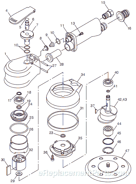 Page A Diagram and Parts List for CP761 T024430 Chicago Pneumatic Sander